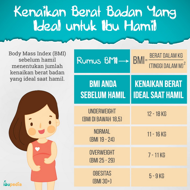 kenaikan berat badan ideal ibu hamil