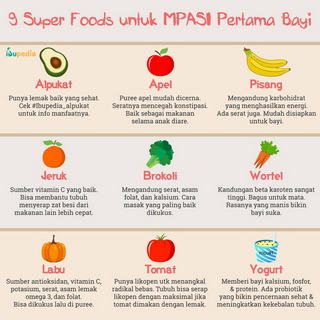 Infografis: 9 Super Foods untuk MPASI Pertama Bayi